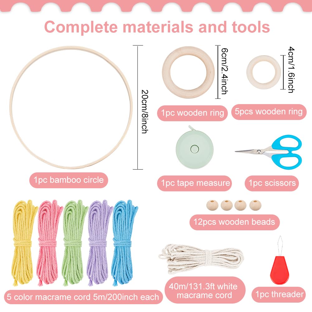 DIY Baby Mobile Colorful Macramé Baby Mobile Kit Cuna Mobiles para Bebés Cama de Bebé Campana de Viento DIY Baby Mobile para Cuna