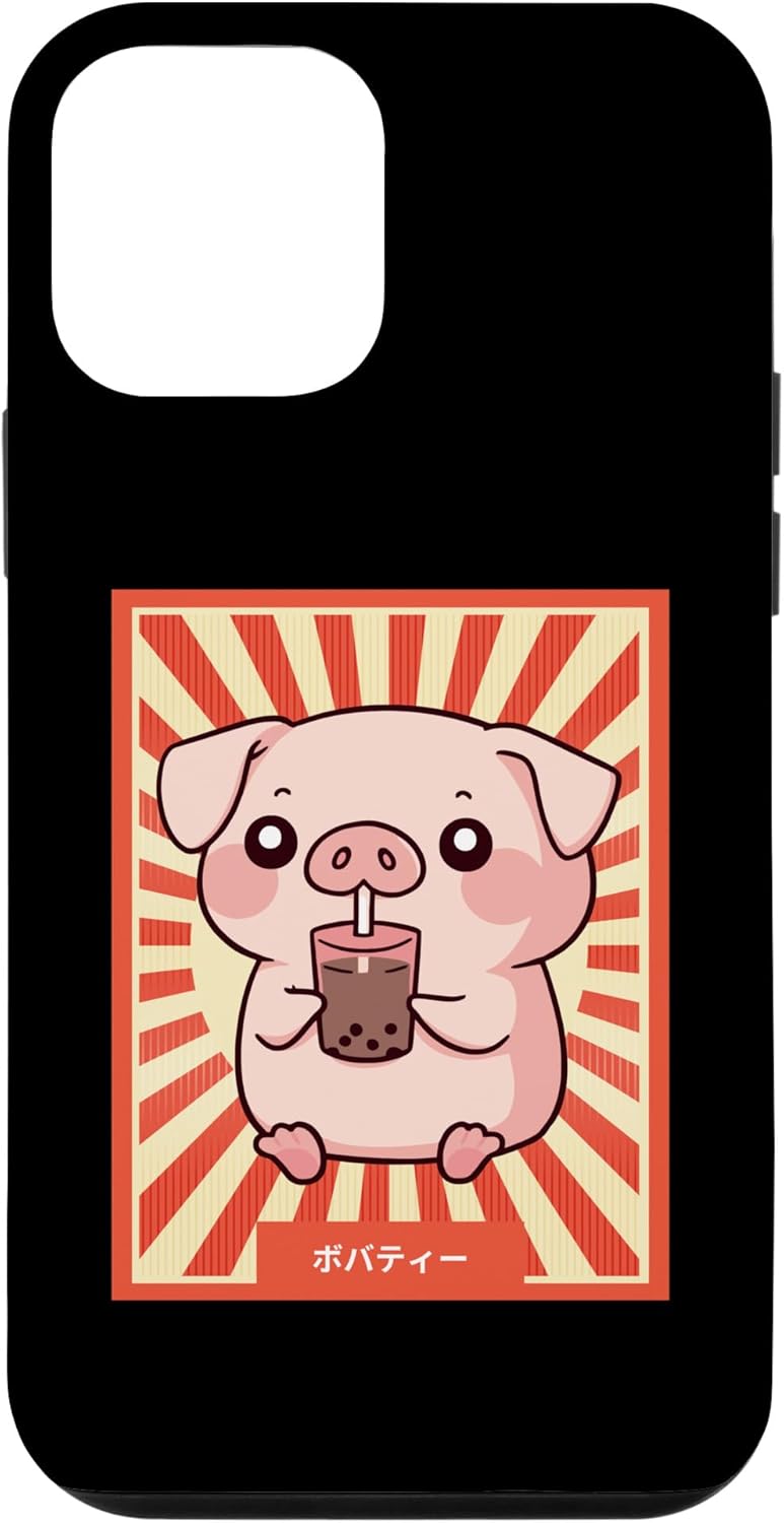Funda de estilo japonés retro Otaku para iPhone 12 mini animé con bebidas de cerdo