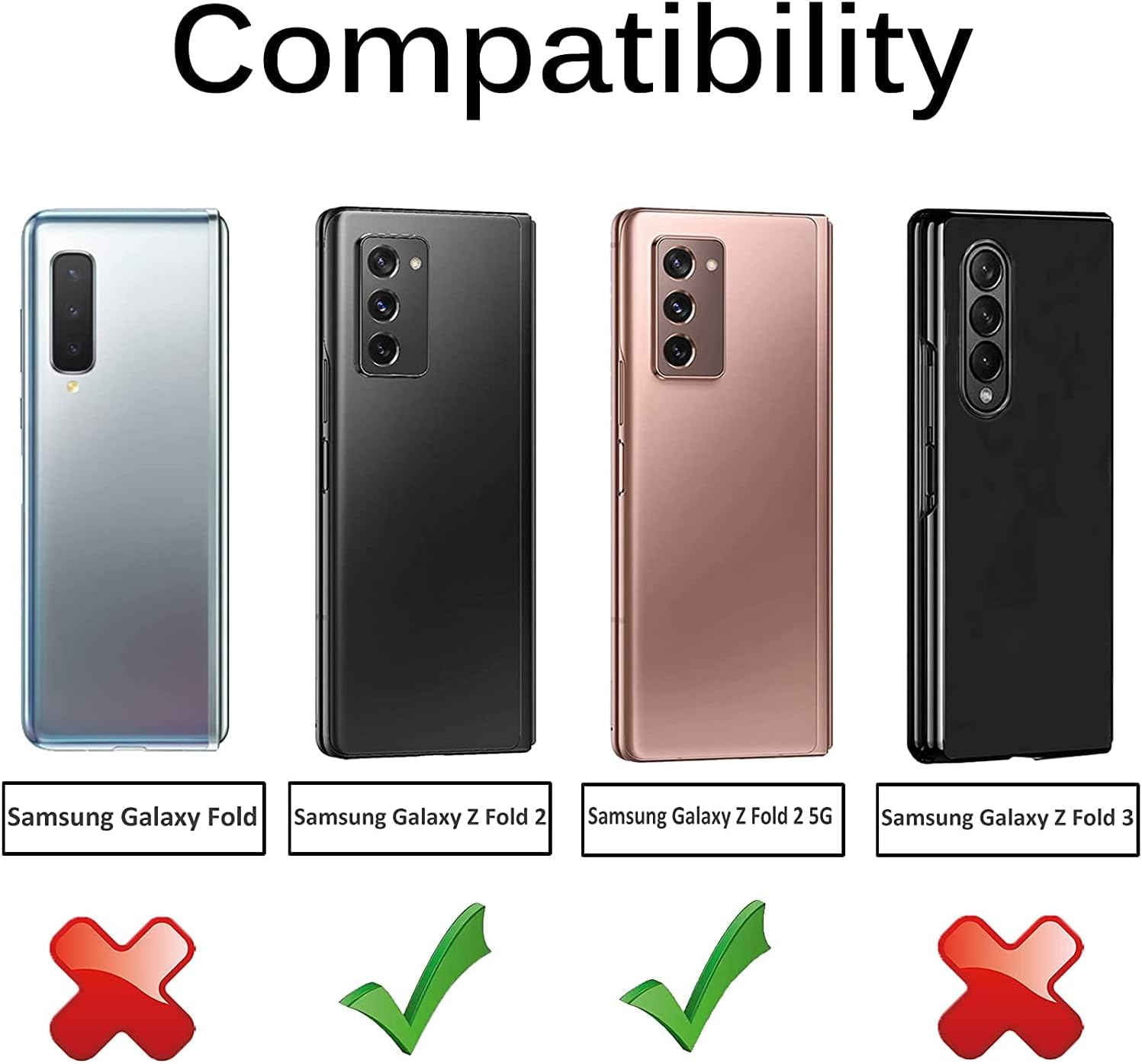 Miimall Funda compatible con Samsung Galaxy Z Fold 2, cobertura de bisagra, parachoques protector para mujeres y hombres con película protectora de
