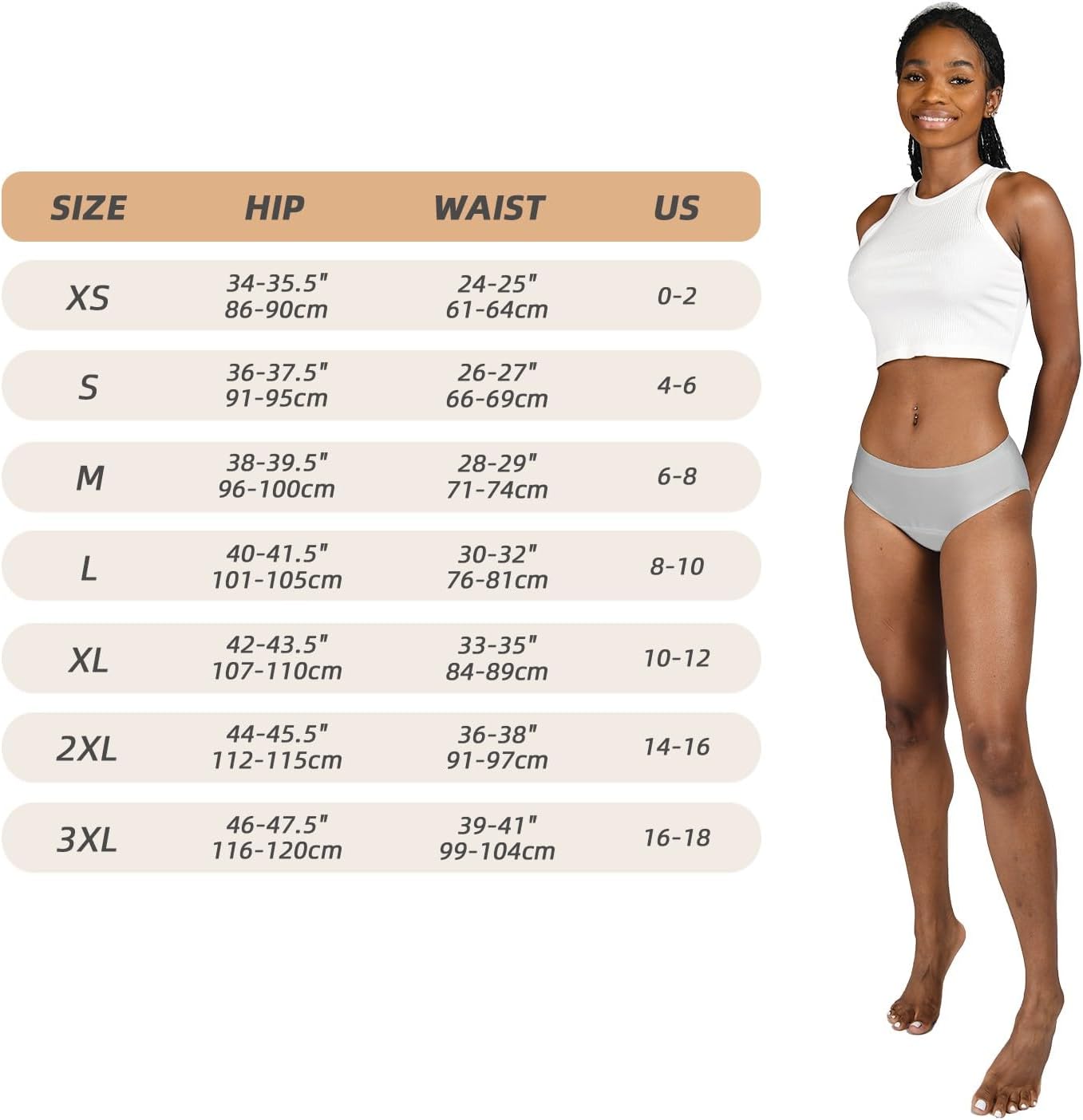 Ropa interior de período sin costuras, ropa interior para incontinencia, bikini para período, a prueba de fugas, 1.0 fl oz de absorción, paquete de
