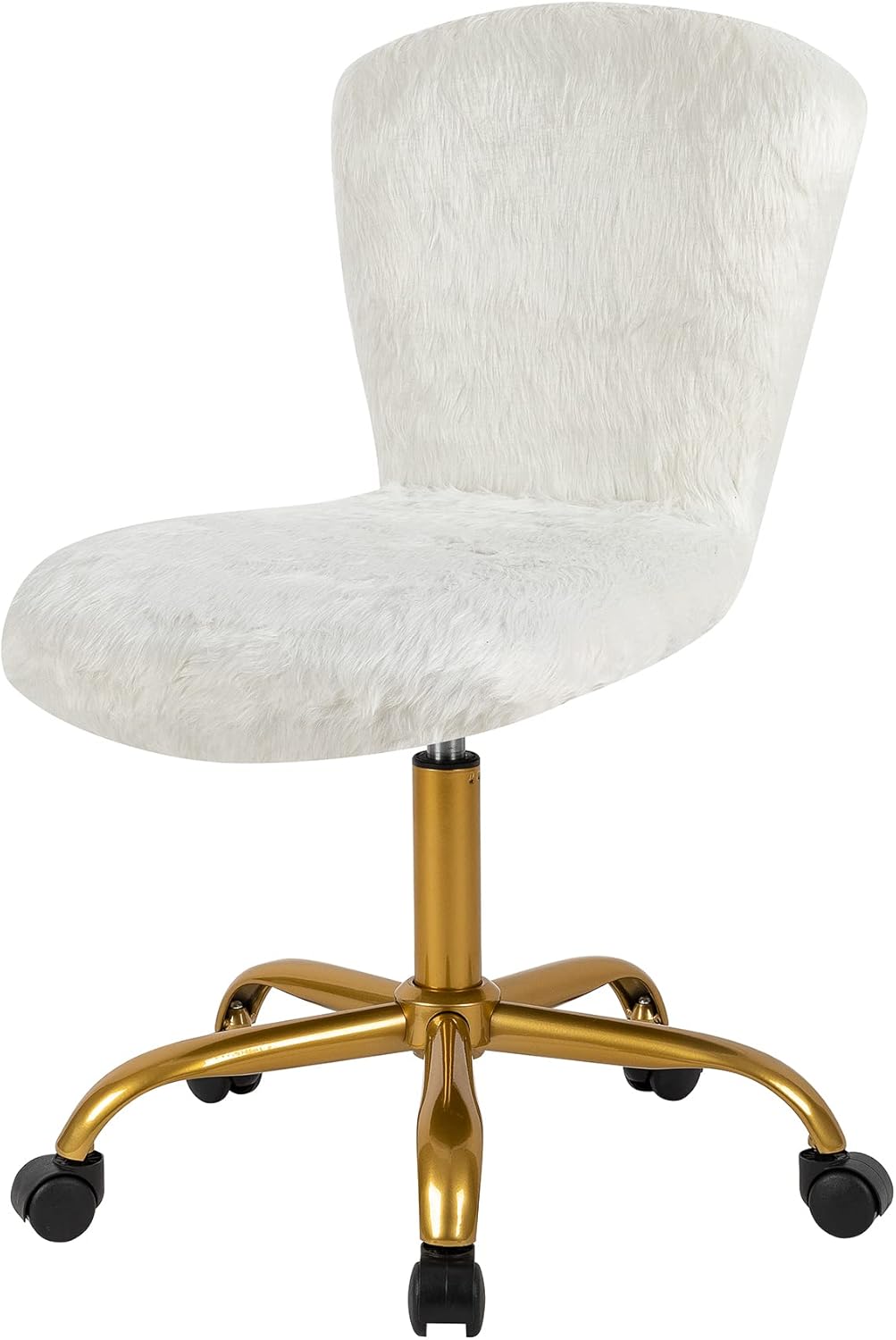 GIA Silla giratoria ajustable de respaldo medio con piel sintética, tamaño de asiento mejorado para adultos, color blanco