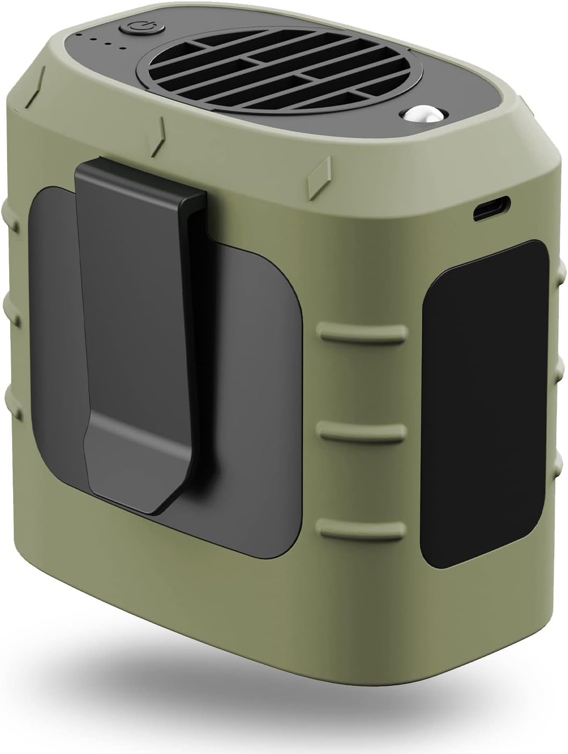 Ventilador personal portátil con clip de cintura, recargable por USB, batería de 8000 mAh anti-caída Powerbank y LED 3 en 1, enfriador de cuello de