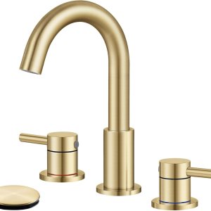 Qomolangma Grifos de baño para fregadero de 3 agujeros, grifo de baño extendido de 8 pulgadas, grifo de fregadero de baño de 2 asas, grifo giratorio Qomolangma Grifos de baño para fregadero de 3 agujeros, grifo de baño extendido de 8 pulgadas, grifo de fregadero de baño de 2 asas, grifo giratorio