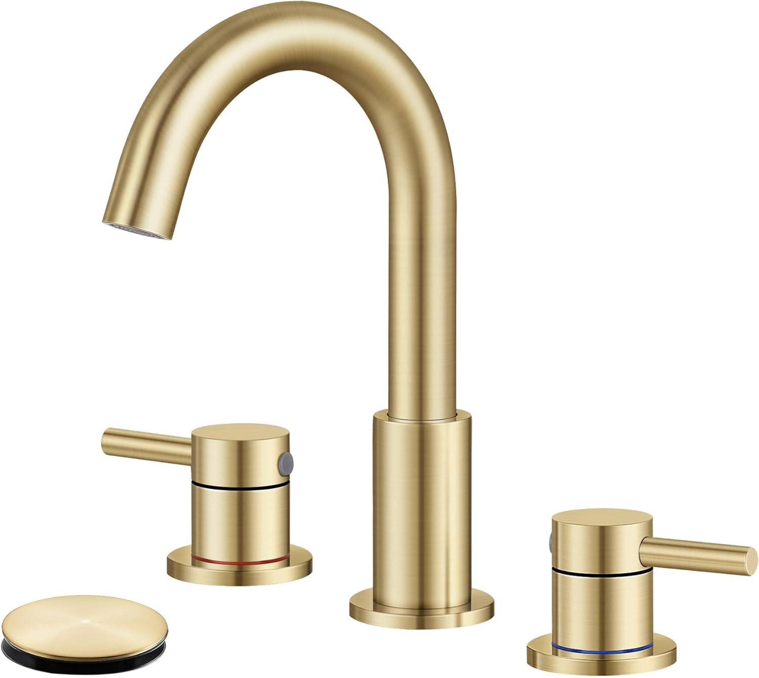 Qomolangma Grifos de baño para fregadero de 3 agujeros, grifo de baño extendido de 8 pulgadas, grifo de fregadero de baño de 2 asas, grifo giratorio