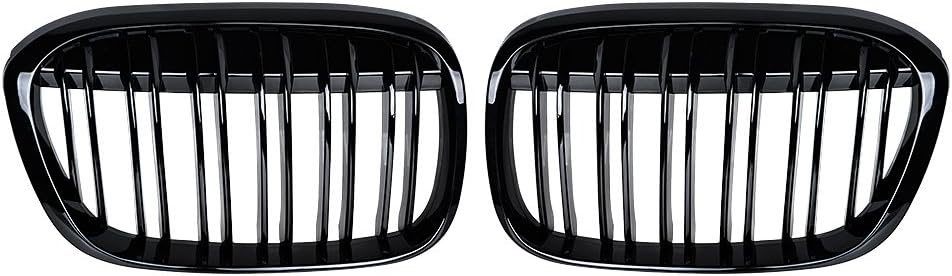 Rejilla de riñón frontal negra brillante, radiador de doble aleta, listones gemelos compatibles con BMW F48 F49 X1 Serie X 2016 2017 2018