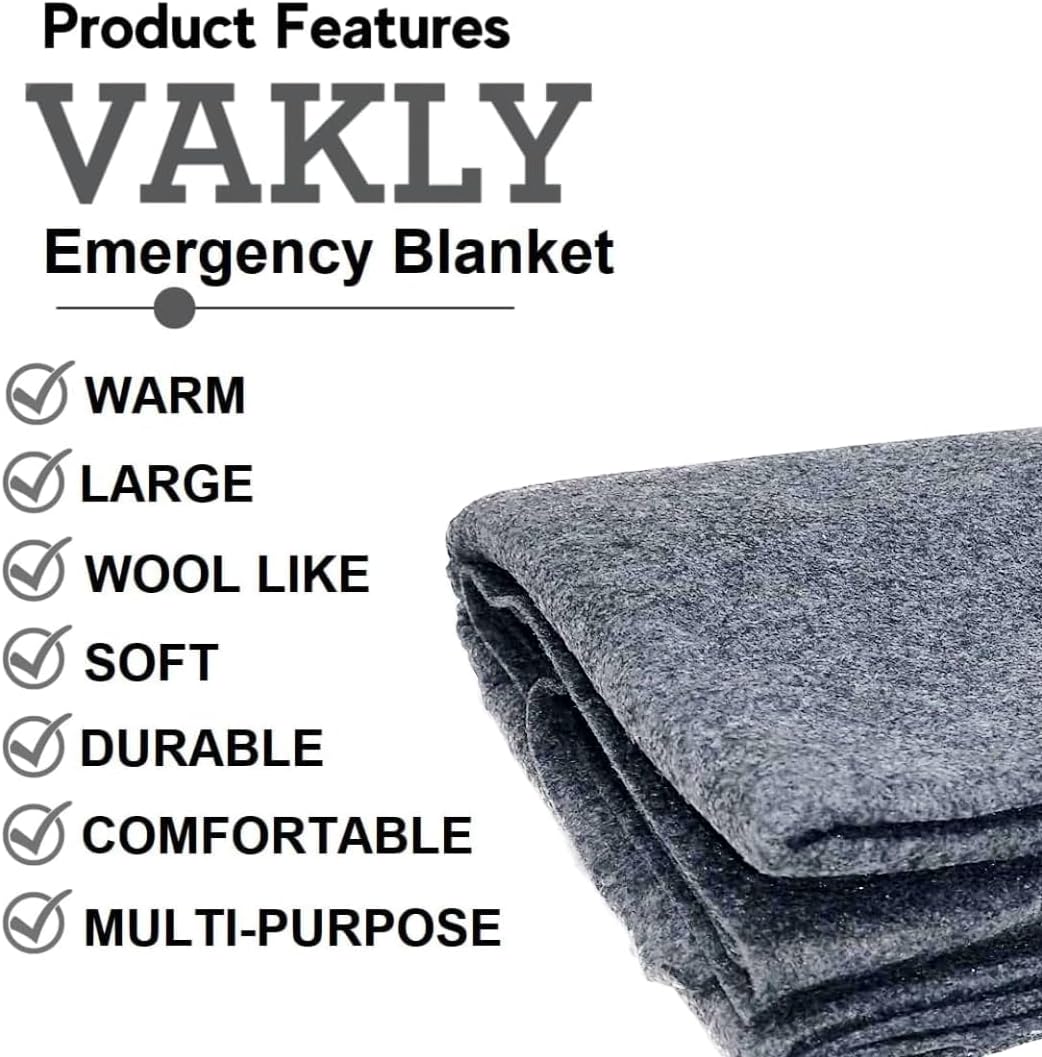 Vakly Paquete de 2 mantas de emergencia 80 x 40 pulgadas funda militar de forro polar desechable  para viajes, camping, automóvil, supervivencia al