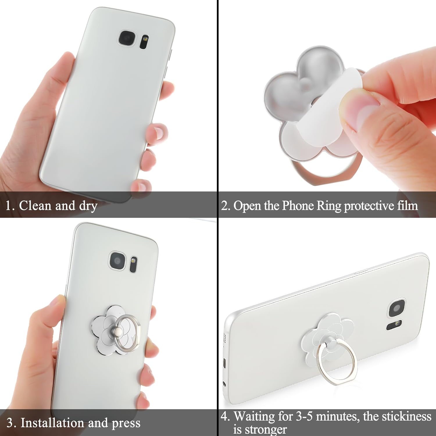 Sibba 2 soportes para anillo de teléfono, soporte de anillo de dedo de flor para teléfono celular, accesorios universales compatibles con teléfono