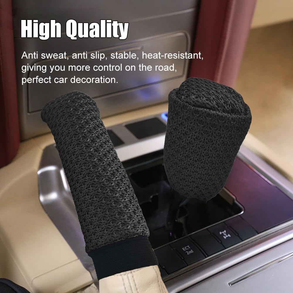 Funda para pomo de palanca de cambios y funda para freno de mano para automóvil, protector antideslizante para palanca de cambios de freno de mano,