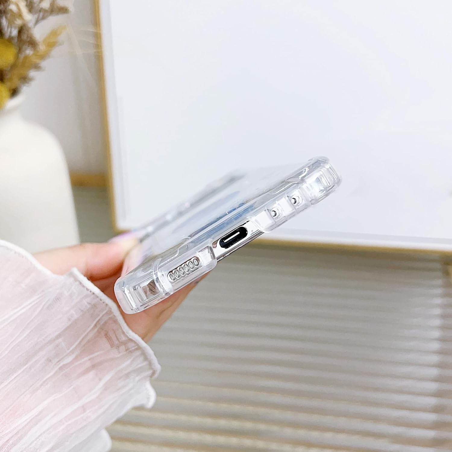 Compatible con Samsung Galaxy Flip 5 Funda transparente para mujeres y niñas, TPU suave, planeta, espacio brillante, a prueba de golpes, funda