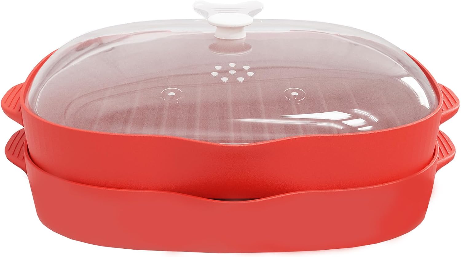 Máquina de tocino fácil para microondas, 2 bandejas para parrilla de tocino, olla de tocino con tapa para salpicar, haz tocino crujiente en minutos
