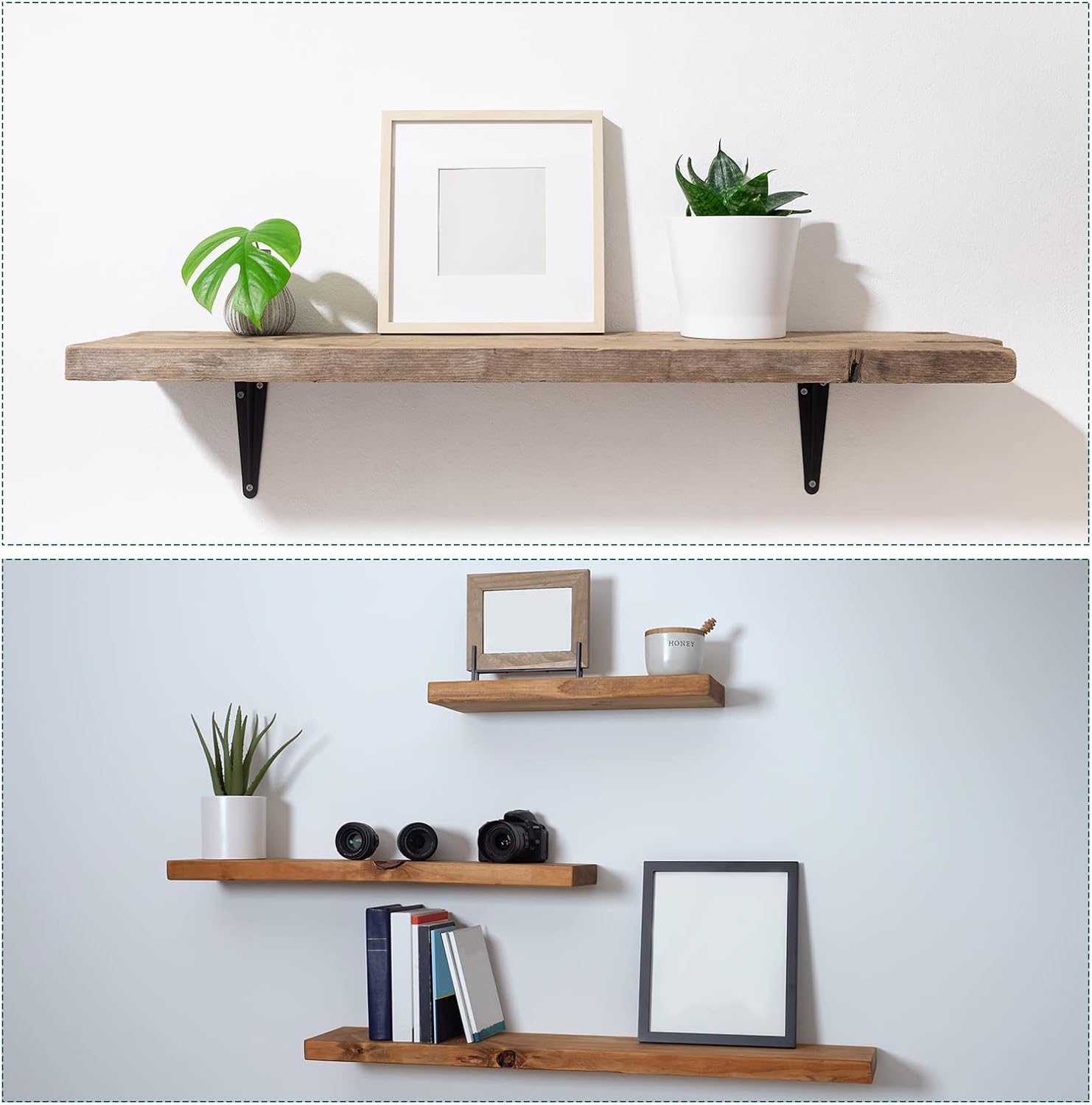 uxcell Soporte de estante de 6 x 5 pulgadas, 10 soportes de metal en L, soportes flotantes para estante de pared, soporte de esquina para tablero de