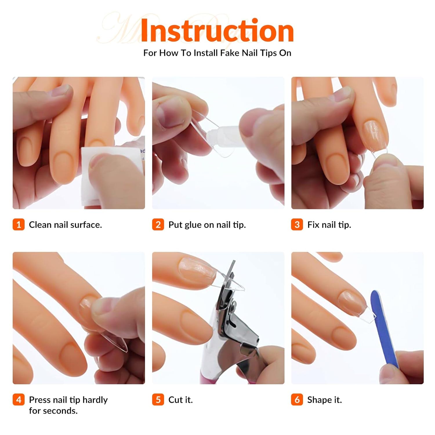 Mano de práctica para uñas acrílicas, práctica de uñas, suministros técnicos de uñas para prácticas, uñas acrílicas, flexibles, flexibles, maniquí,