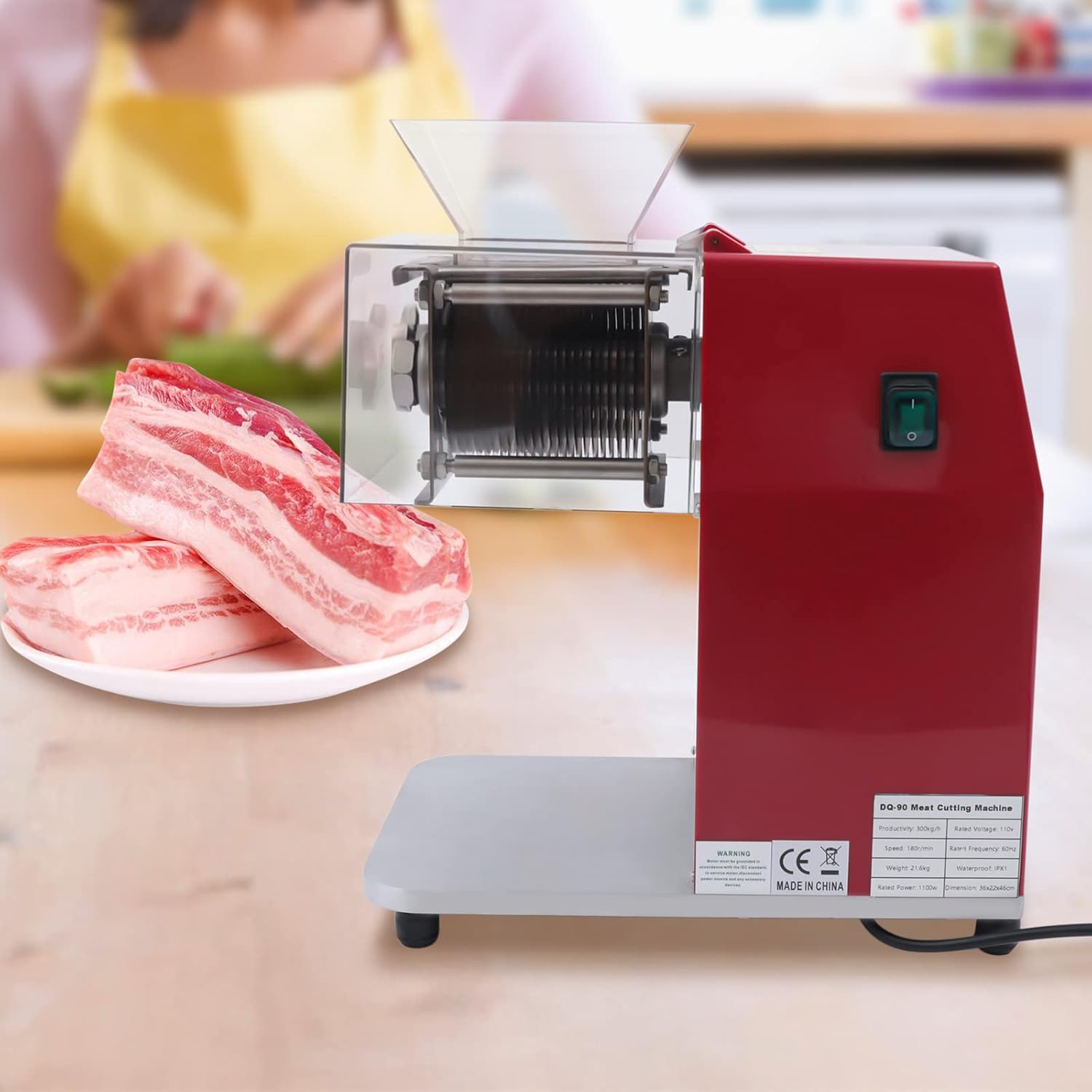 Máquina de corte de carne comercial, cortador de carne eléctrico de 1100 W, máquina trituradora de carne de acero inoxidable, trituradora de carne