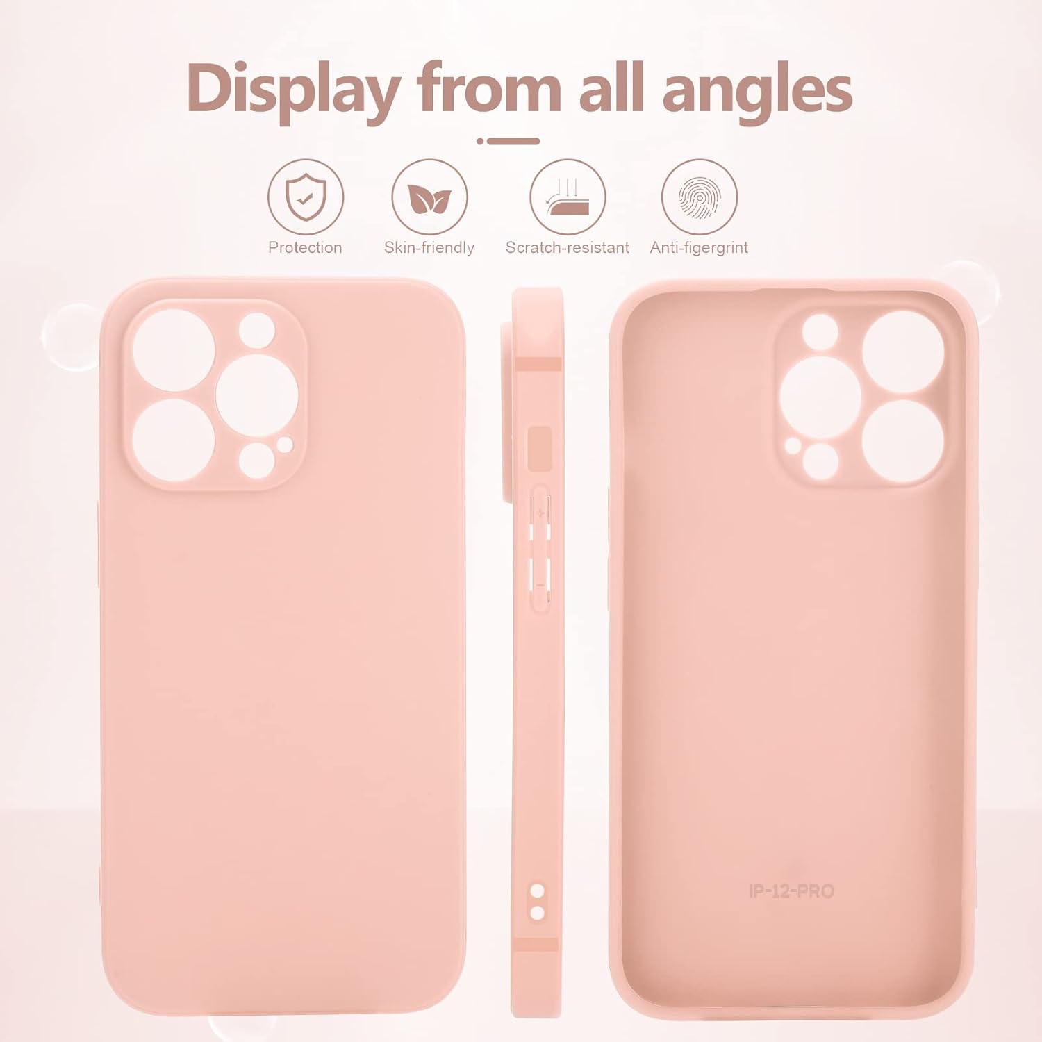 YZR Silicone Case for iPhone 12 Pro Case 6.1 inch, Individual Protection for Each Lens, Liquid Silicone Phone Case with Microfiber Lining (Light