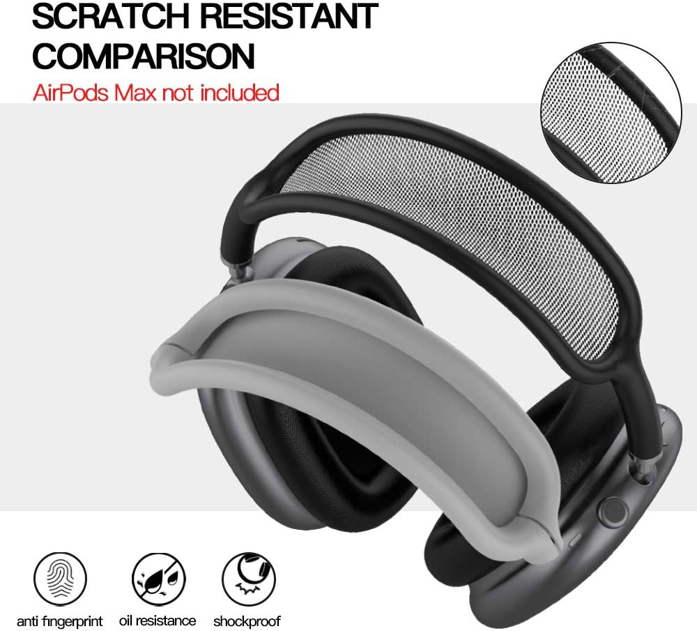 Tucana Funda compatible con auriculares AirPods Max, cubierta de silicona para la cabeza, accesorio para auriculares, color gris