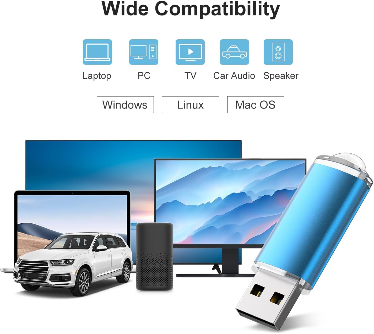 RAOYI Paquete de 10 unidades flash USB de 4 GB USB 2.0 Memory Stick Bulk Pulgar Drive Pen Drive Jump Drive-Blue