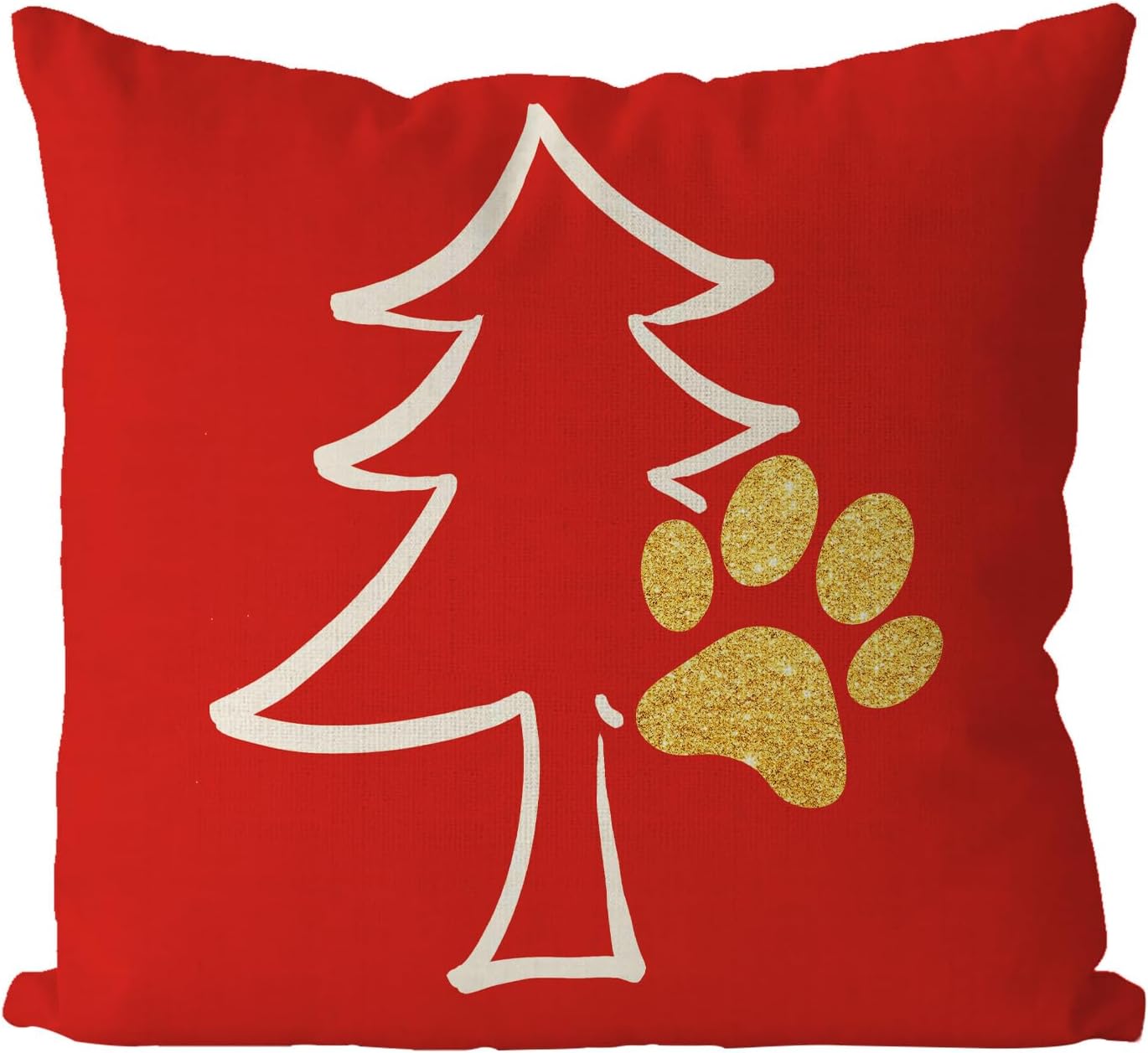 GAGEC Fundas de almohada de Navidad de 18 x 18 pulgadas, divertidas patas de perro, almohadas de Navidad, invierno, color rojo, decoración del