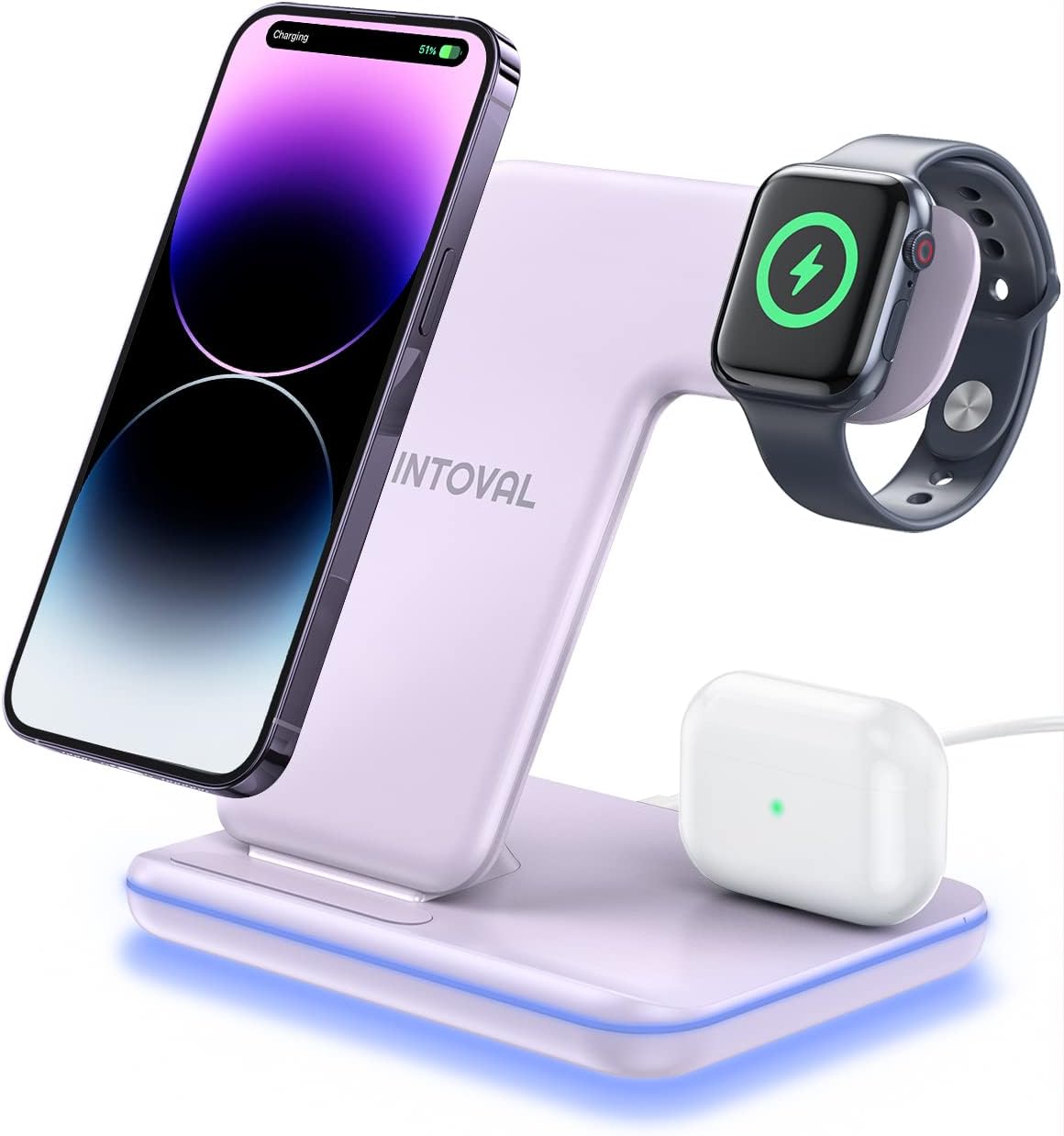 Intoval Estación de carga para Apple iPhoneiWatchAirpods, cargador inalámbrico 3 en 1 para iPhone 151413 (Pro, Pro Max) 1211XSXR,