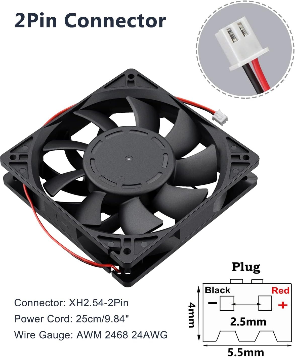 GDSTIME Ventilador de caja de 4.724 in, ventilador de presión de aire de aumento, ventilador de enfriamiento sin escobillas de 4.724 in x 0.984 in,