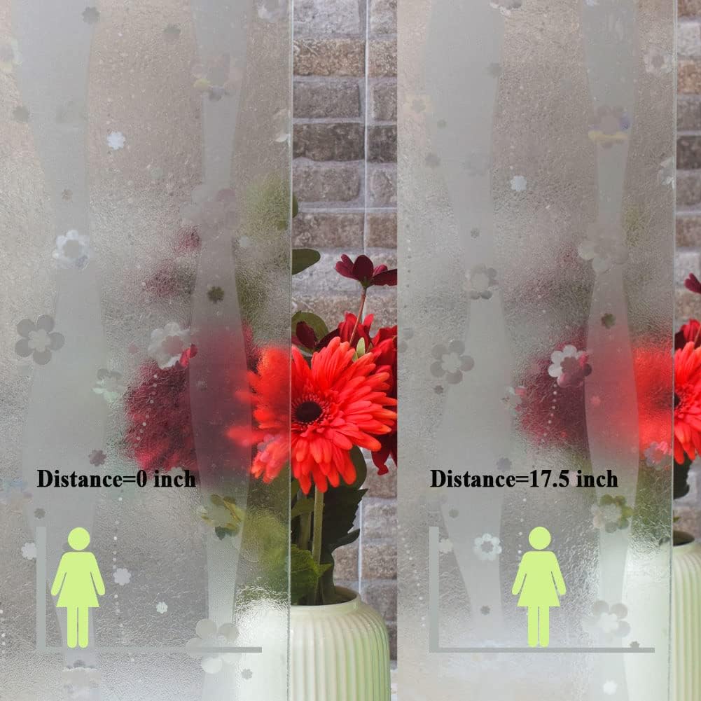 Película de privacidad para ventana, diseño de flores 3D, sin pegamento, película decorativa para puerta de vitral, adherencia estática, anti UV,
