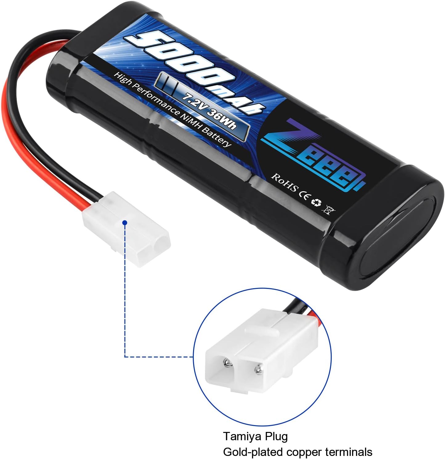Zeee 7.2V 5000mAh RC NiMH Batería con Tamiya Plug 2 Pack Baterías con 1 unids Lipo Safe Bag Bolsa ignífuga a prueba de explosiones para carga de