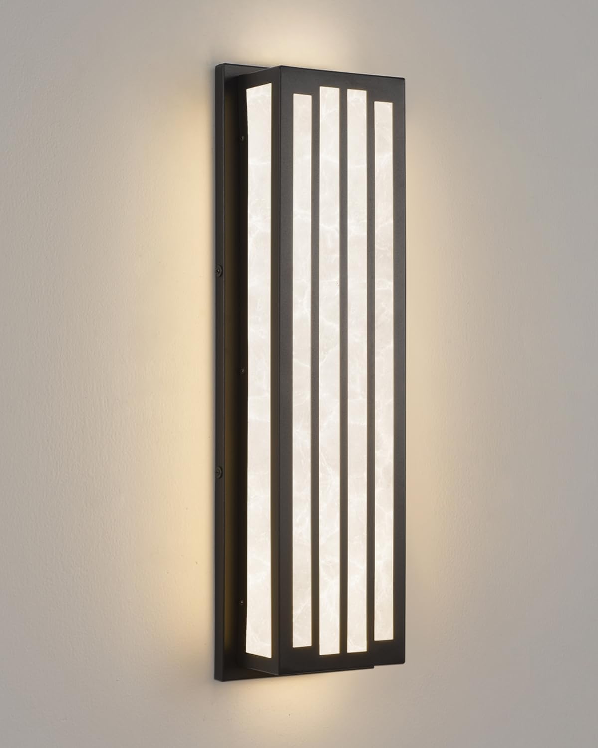Sconce26W – Luces de pared para exteriores, modernas, para exteriores, 24 pulgadas, pantalla de resina texturizada de mármol, impermeable, para