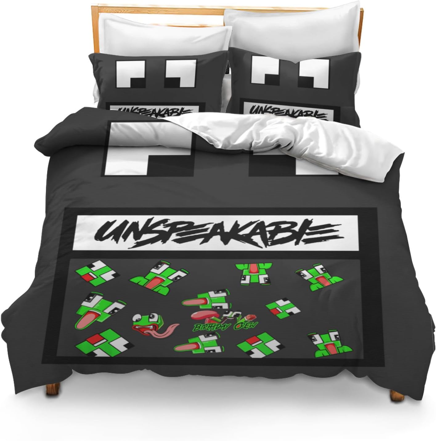 TOYOCC Juego de ropa de cama de 3 piezas con diseño de rana, tamaño individual, Queen de 90 x 90 pulgadas, divertido y bonito, juego de ropa de cama