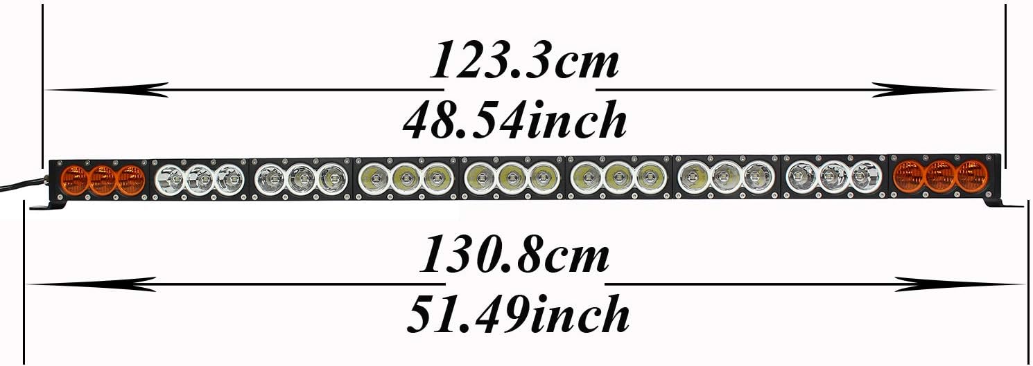 Barra de luz LED de 50 pulgadas, luz de trabajo LED curvada de 270 W, 12 V24 V, lámpara antiniebla de conducción todoterreno, luz combinada de
