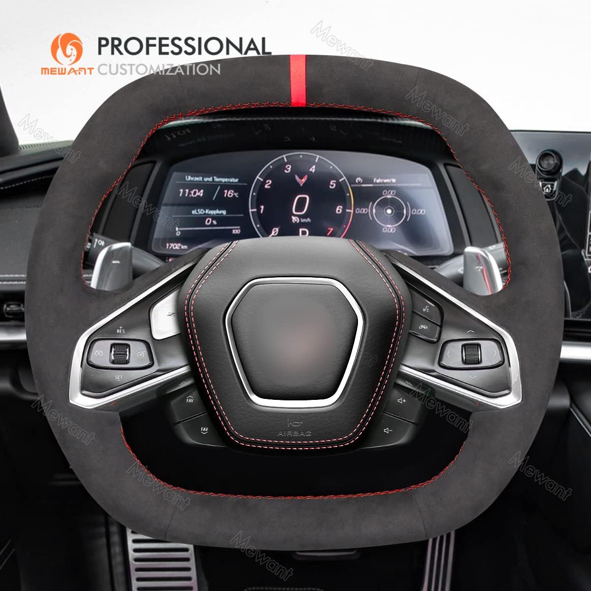 MEWANT Funda para volante de automóvil Alcantara para Chevrolet Corvette (C8) 2020-2022  Stingray  Z06
