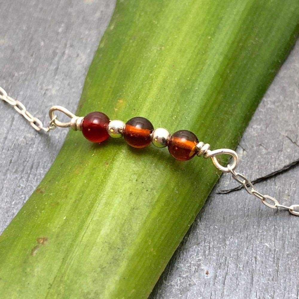 Sterling Silver Baltic Amber Handmade Adjustable Dainty Choker Necklace 14″ +3″ Extender