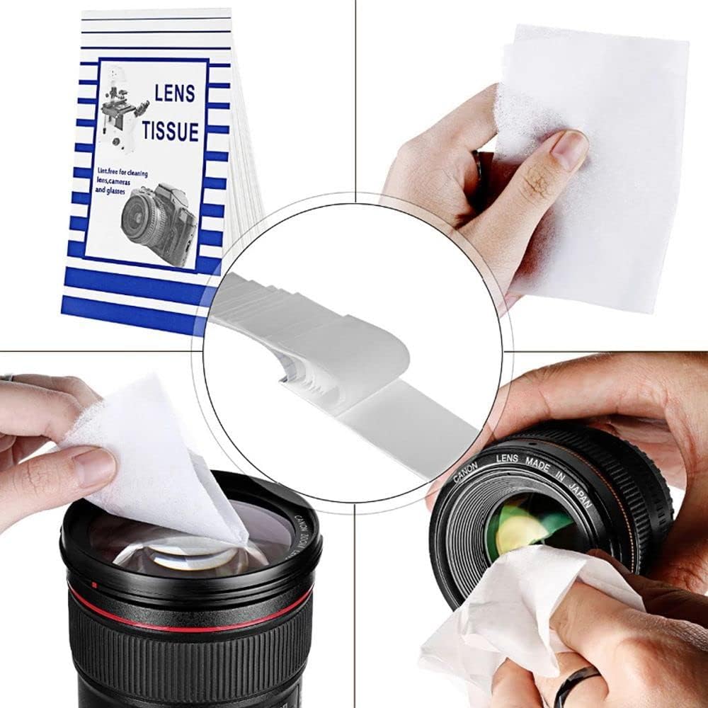 50 pañuelos de papel de limpieza sin polvo para lentes de cámara, microscopios, pantallas de computadora, lupas, lentes
