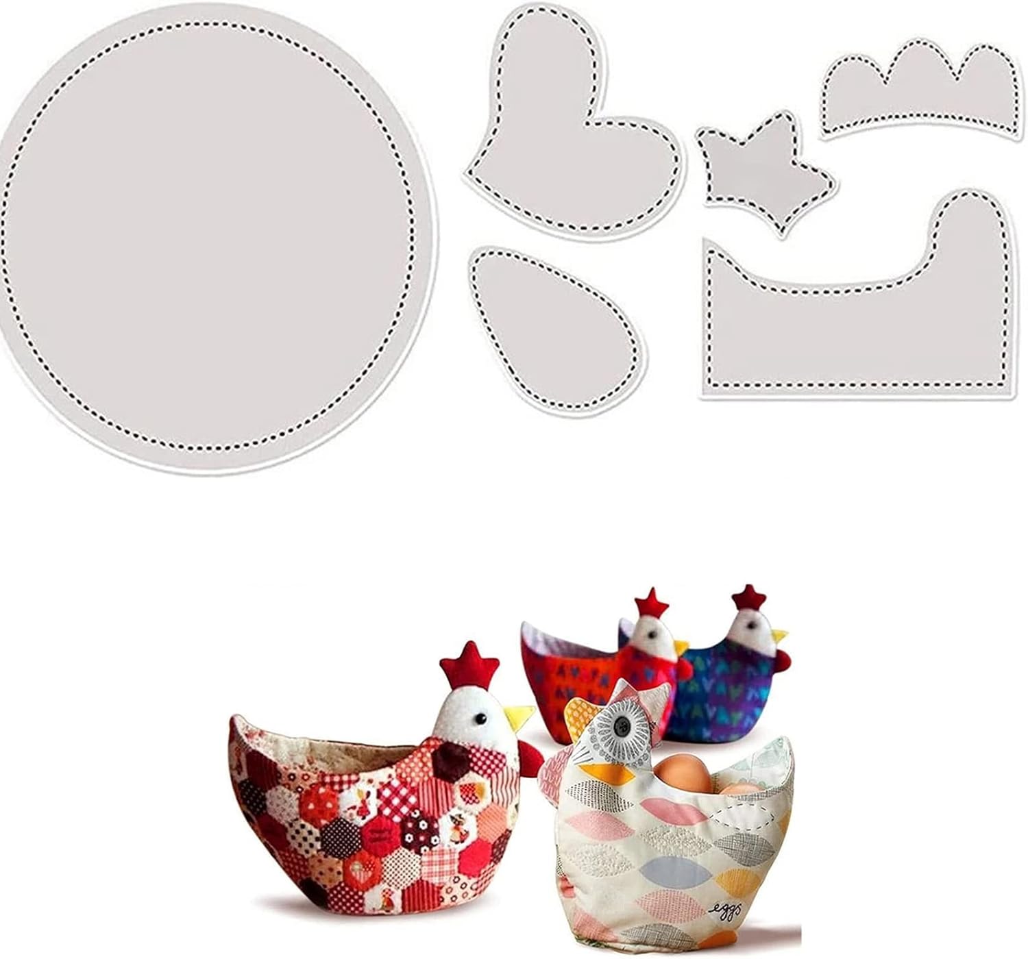 Plantilla de patrón acogedor para tazón de pollo, 6 plantillas de cesta de huevos de Pascua para coser, regla de costura de cesta de pollo,