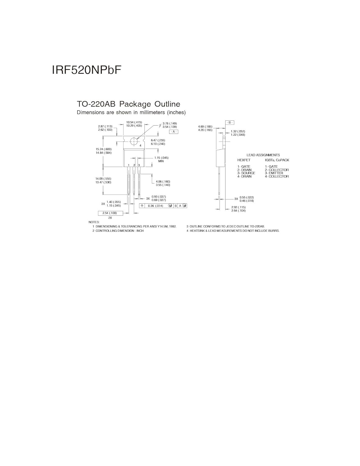 Chanzon IRF520 IRF520N IRF520NPBF NMOS 100V 9.7A transistor MOSFET de potencia de canal N ESD nominal A-220 (paquete de 10 piezas)