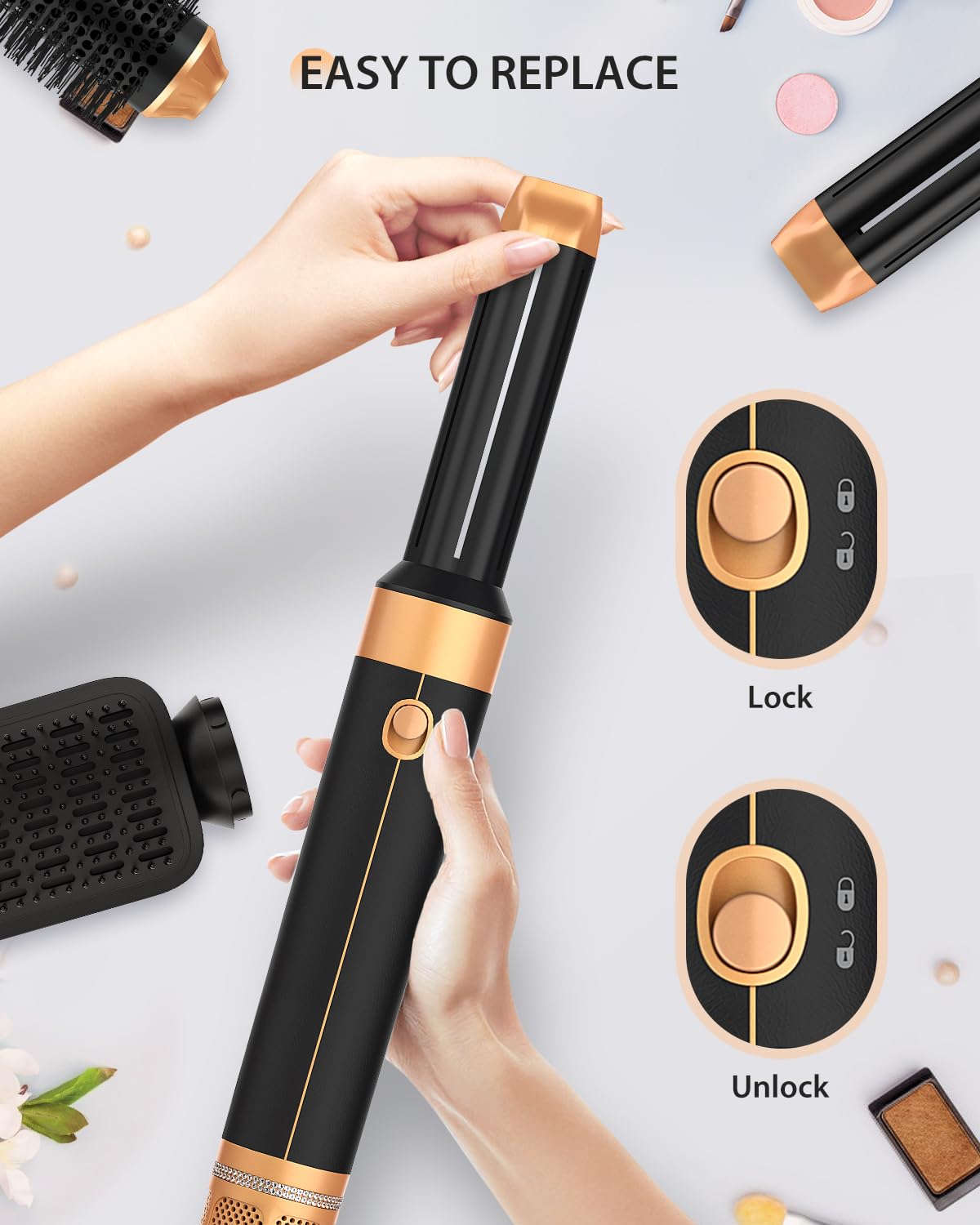 PRITECH – Cepillo secador de pelo, juego de cepillos secadores de pelo con difusor, herramientas de peinado 7 en 1, 110000 rpm, secado voluminizador