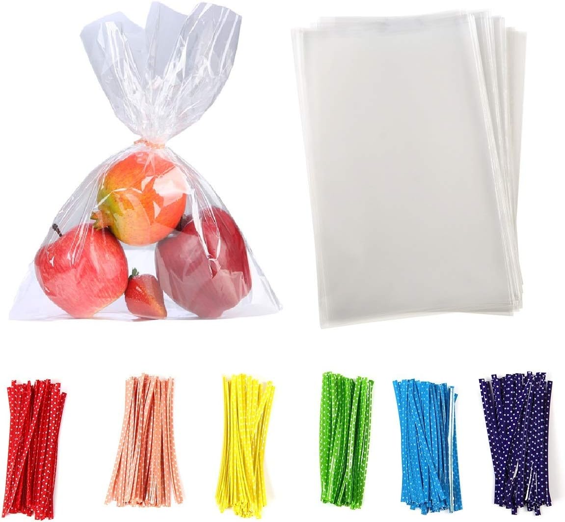 100 bolsas de celofán planas transparentes para celofán, buenas para panadería, palomitas de maíz, galletas, dulces, postres de 1.2 mil. Regala