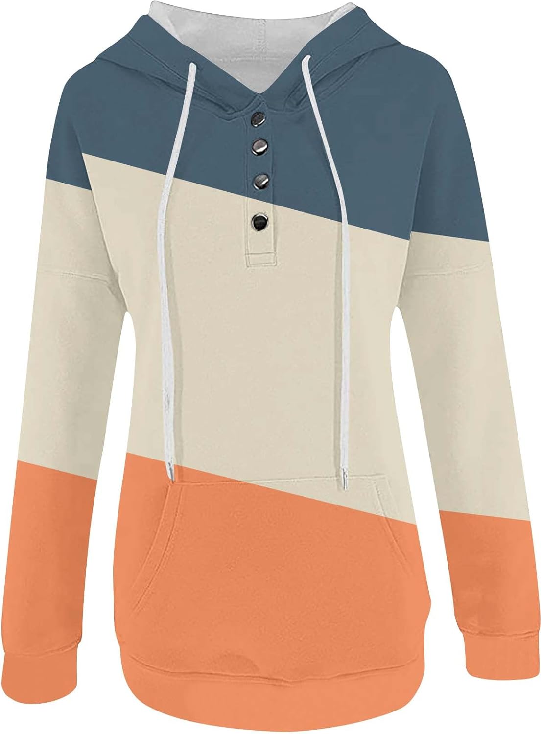 DOLKFU Sudadera de manga larga con cuello para mujer, con estampado gráfico degradado, con botones, ajuste holgado, ropa de otoño