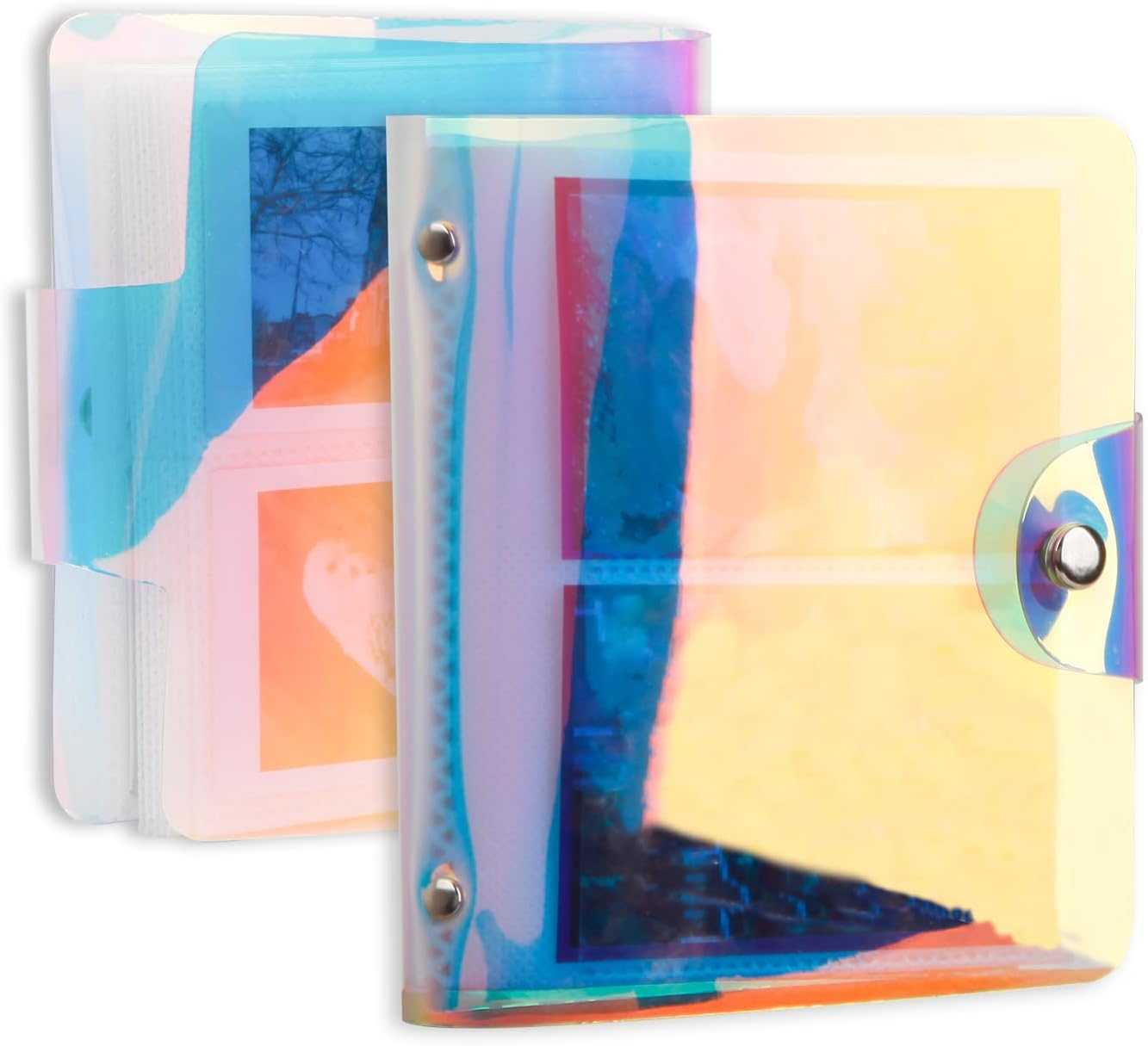 Paquete de 2 mini álbumes de fotos con una sola mano, 64 bolsillos, soporte portátil para tarjetas fotográficas Kpop para Fujifilm Instax