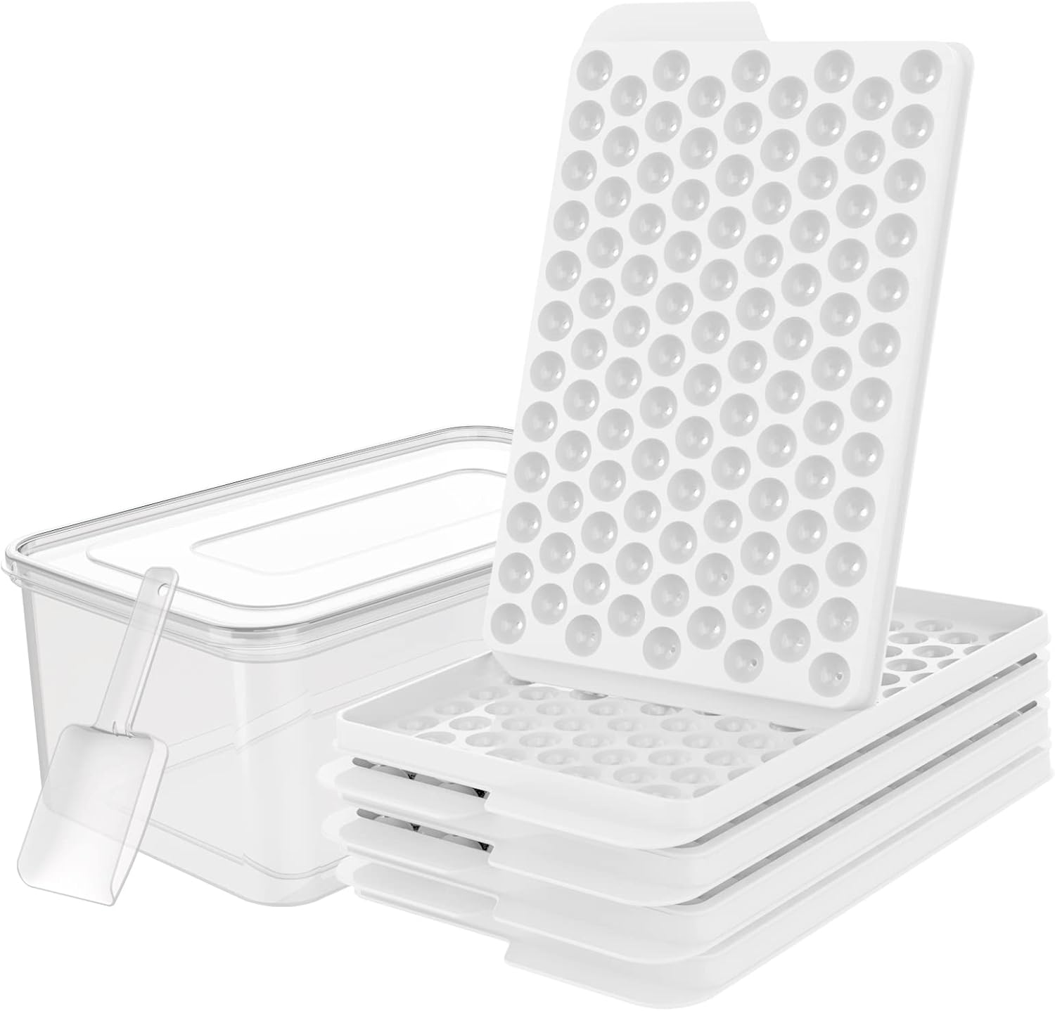 Mini bandejas para cubitos de hielo, apilables, pequeña máquina de hielo de 0.6 pulgadas para congelador de fácil liberación, molde de bolas de
