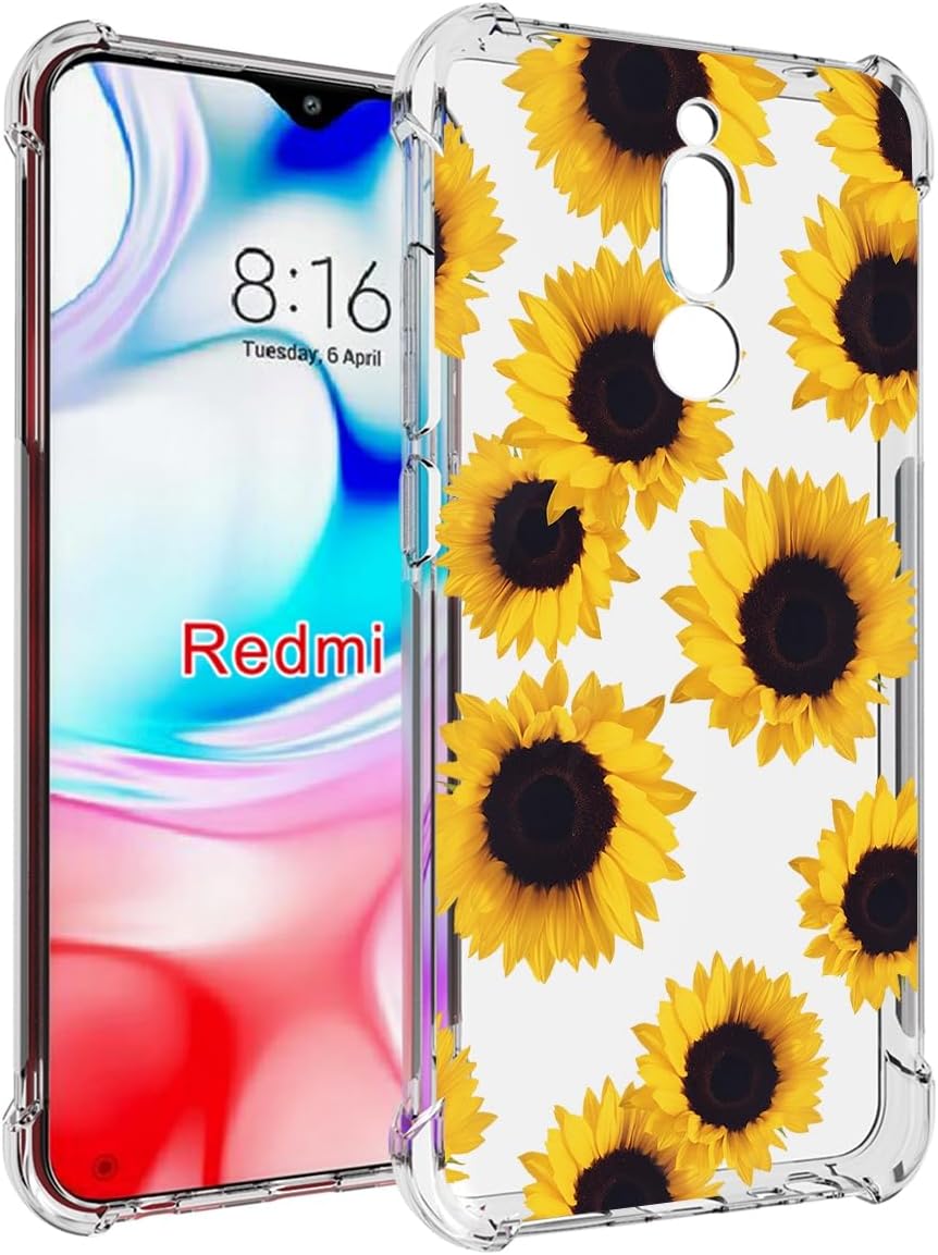 Sidande Funda para Redmi 8A, Redmi 8 A MZB8458IN Funda para niñas y mujeres, transparente floral, suave, flexible, TPU delgada, funda protectora