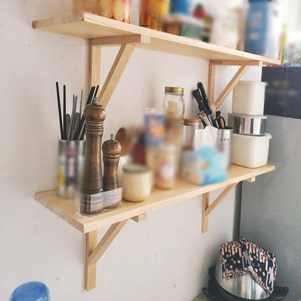 Soportes para estante de madera de pino maciza oculta para montaje en pared, soportes flotantes para estanterías, cocina, sala de estar, decoración