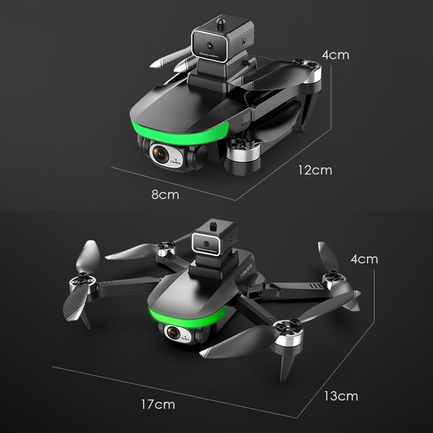 Dron con cámara gran angular para adultos y niños, 4K HD plegable control remoto Quadcopter Drone Altitude Hold Juguetes de control remoto regalos
