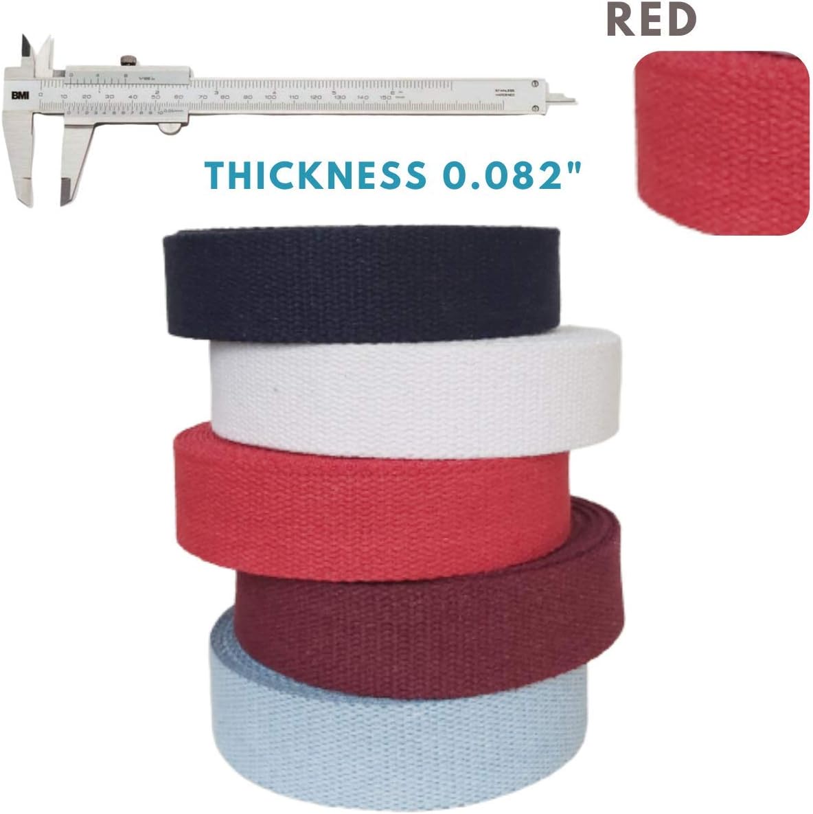 Correas de algodón pesado de 1 12 pulgadas – Correas para artes y manualidades – (rojo, 10 yardas) – MATADOR USEFUL GOODS