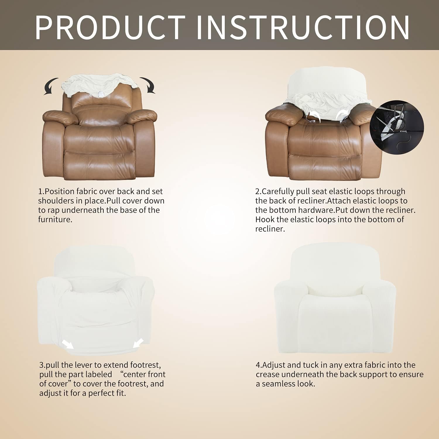 Easy-Going Funda elástica para sofá reclinable de gran tamaño, 1 pieza, protector de muebles suave con parte inferior elástica para niños, poliéster