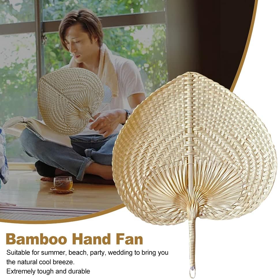 Abanico hecho a mano, 2 ventiladores hechos a mano, estilo chino, abanicos de mano de bambú para decoración del hogar, boda, playa, interior y
