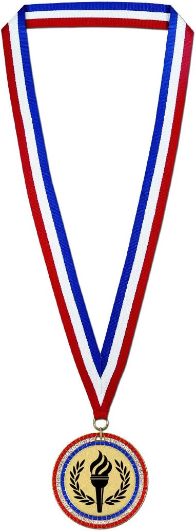 Hodges Badge Company Victoria antorcha medallas oro, plata, y bronce con color rojo, blanco y azul cuello Ribbon- hecho de metal- se venden en