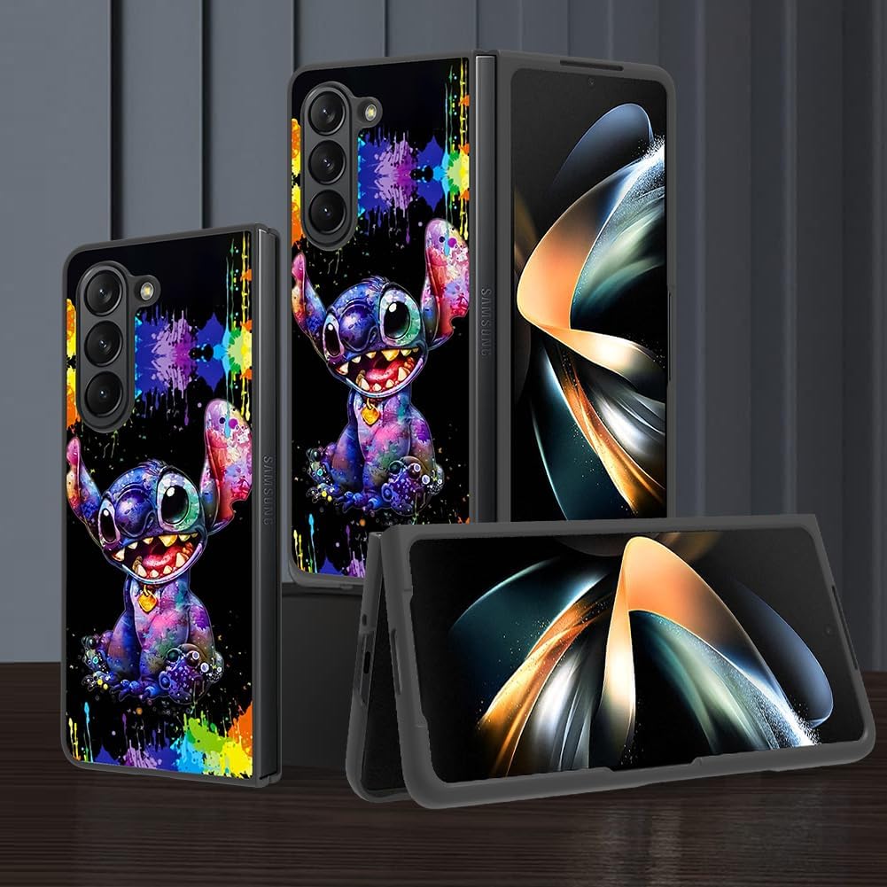 cuwana Funda compatible con Samsung Galaxy Z Fold 5 (2023), linda puntada colorida de dibujos animados, delgada, suave, antiarañazos, cuatro