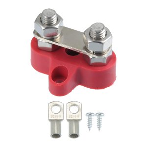 X AUTOHAUX 1 juego de barra de autobús M8x1.25 Bloque de terminales de potencia de doble perno de batería, poste de conexión de batería DC 48V 150A X AUTOHAUX 1 juego de barra de autobús M8x1.25 Bloque de terminales de potencia de doble perno de batería, poste de conexión de batería DC 48V 150A