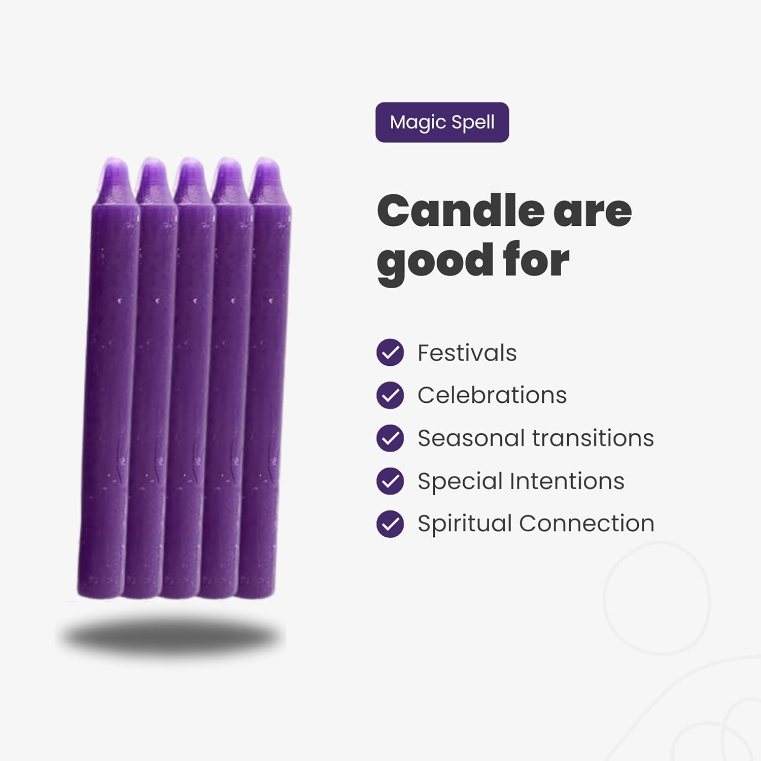 Soul Sticks Peace – Velas cónicas de hechizo mágico de 4 pies, 20 unidades, ideales para altar, rituales, ceremonias, vela púrpura de meditación