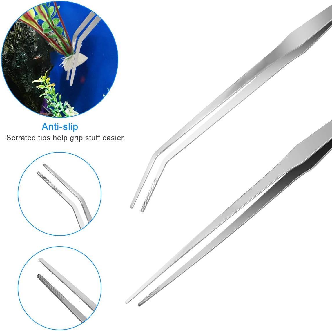 Liveek – Kit de herramientas de acuario extralargas 8 en 1, herramientas de plantas de acuario de acero inoxidable para acuario, herramientas largas