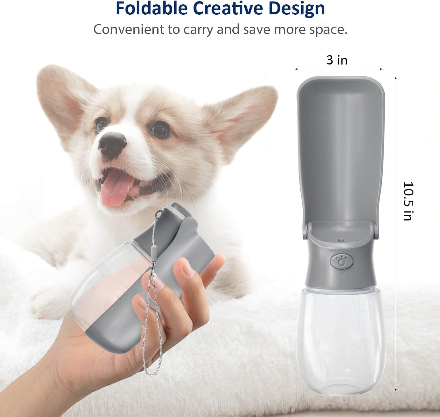 WePet Botella de agua plegable portátil para perros, dispensador de agua para cachorros con alimentador para beber, 12 onzas, resistente a altas